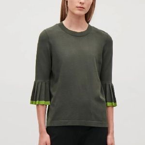 COS Knitted Top With Pleated 3/4 Bell Sleeves Size XS